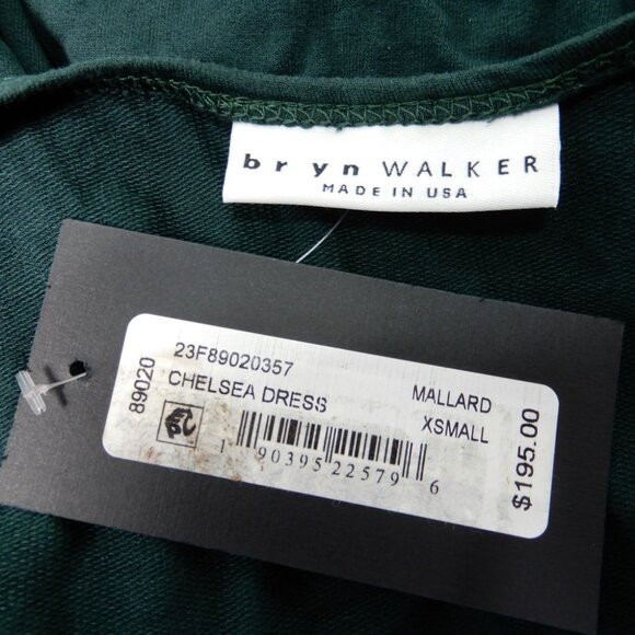 BRYN WALKER Chelsea Long DRESS XS Asymmetrical Draped Side Green Lagenlook NEW - Picture 4 of 6